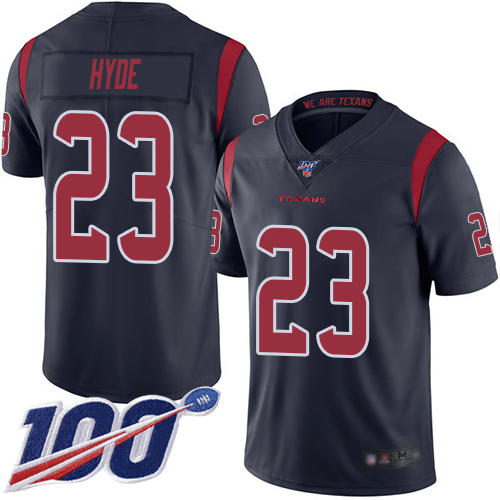 Houston Texans Limited Navy Blue Men Carlos Hyde Jersey NFL Football 23 100th Season Rush Vapor Untouchable